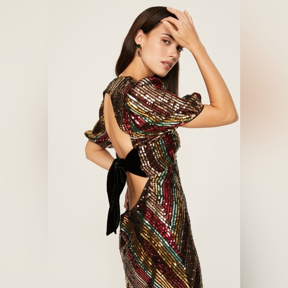 RIXO NEW Daisy Sequin Midi Dress Size US 12 - Picture 5 of 16